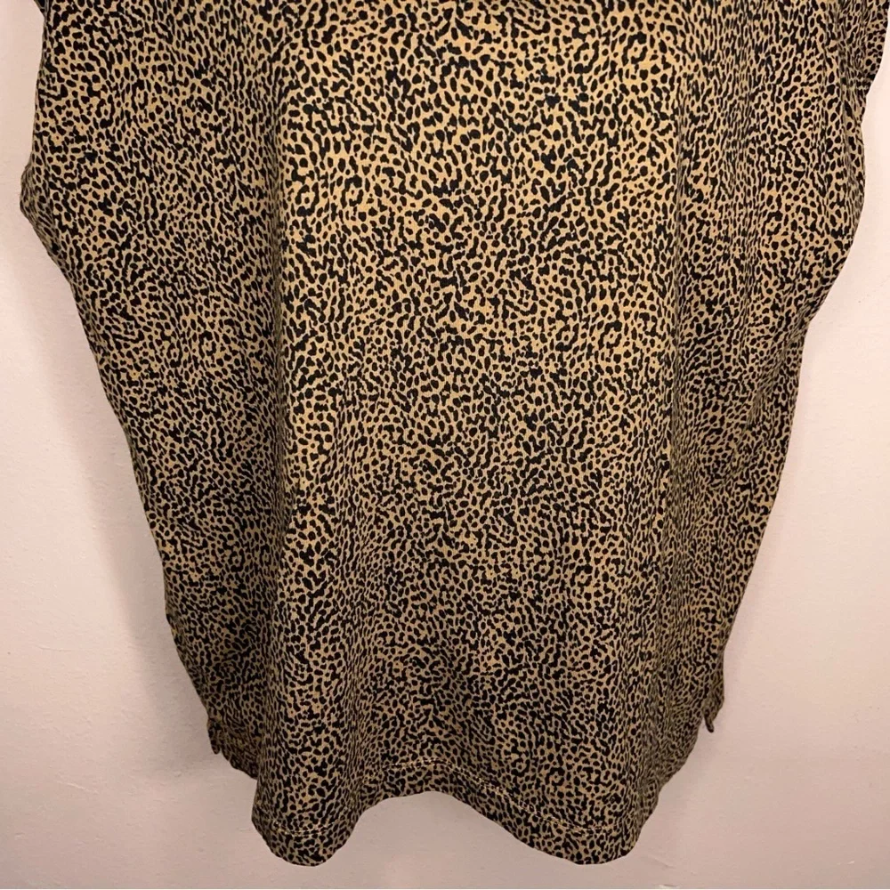 Petite Large Ann Taylor Loft Animal Print Top Cap Sleeves Cotton Blend Casual